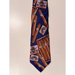 Vintage Watson Brothers Quote Me Cigar Silk Tie Winston Churchill Van Heusen 56"